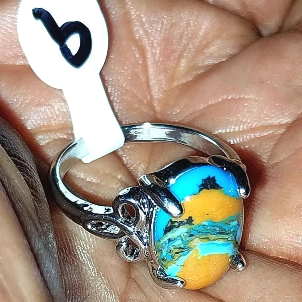 Vintage natural stone ring for women sz 9